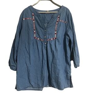 Avenue blouse boho embroidered 14/16